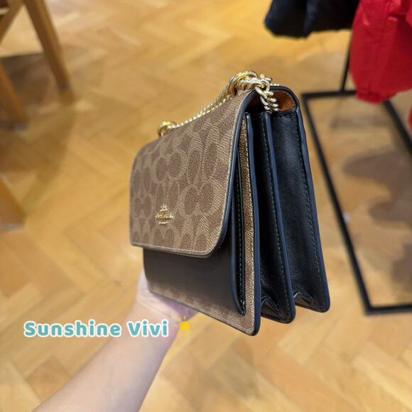 NWT Coach Mini Klare Crossbody Bag Signature Canvas CW206 TAN/BLACK - Picture 2 of 6